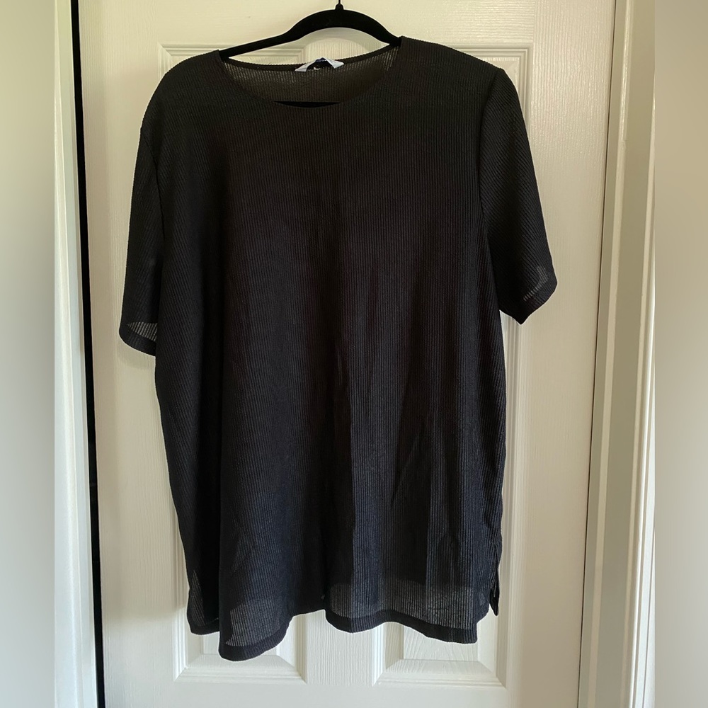 Black oversized sheer tee. Perfect for layering with a cute bandeau or bra.